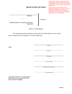 Form 3: Entry of <b>Appearance</b> - United States Tax Court